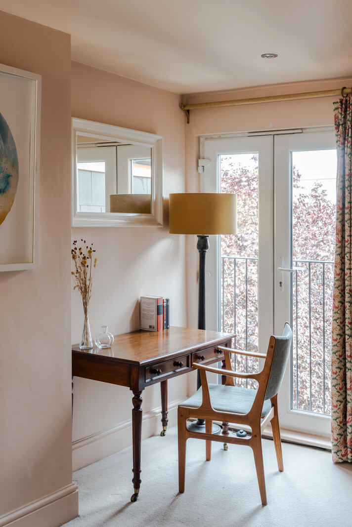Color, Pattern, and Texture in a Renovated London Townhouse 19 antique desk attic bedroom