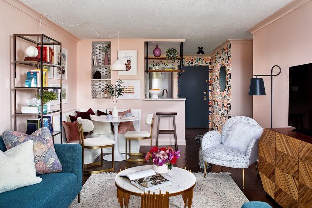 A Vibrant Pink and Blue Apartment with Clever Storage Ideas 1 AVibrantPinkandBlueApartmentwithCleverStorageIdeas TheNordroom A Vibrant Pink and Blue Apartment with Clever Storage Ideas