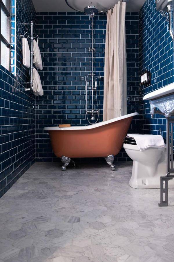 The Best Design Hotels in Stockholm 11 bathroom-blue-tiles-pink-bath-hotel-frantz-stockholm-nordroom
