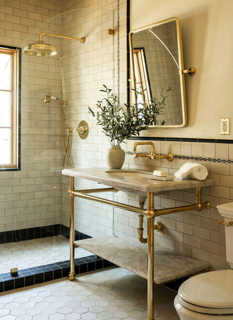 A Reimagined Spanish Colonial Revival Estate in Los Angeles 17 bathroom walk-in shower