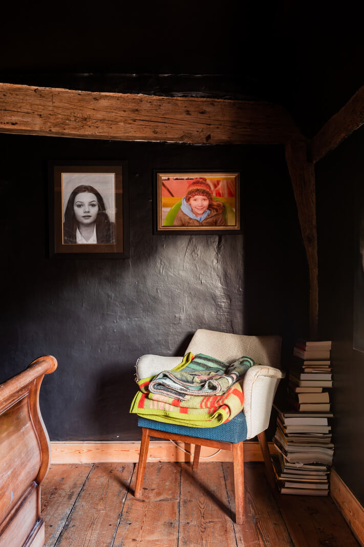 Rustic Wooden Elements in a Historic English House 14 bedroom black walls ceiling wooden beams