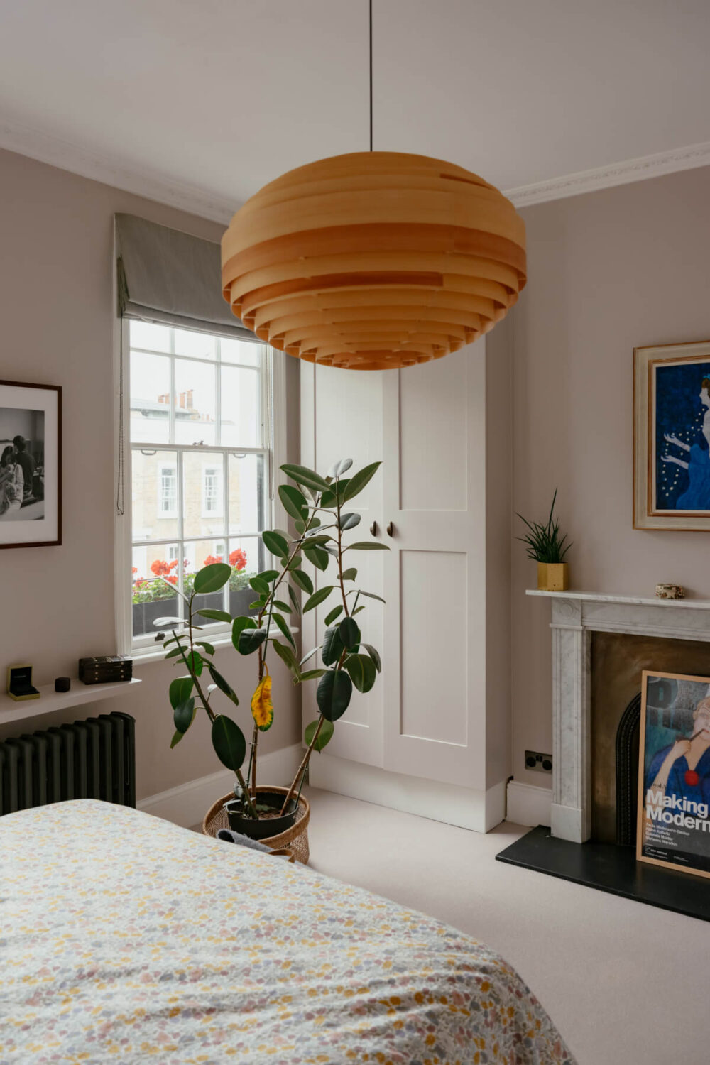 A Renovated Victorian Townhouse with a Small Split-Level Garden 19 bedroom marble fireplace built-in wardrobes