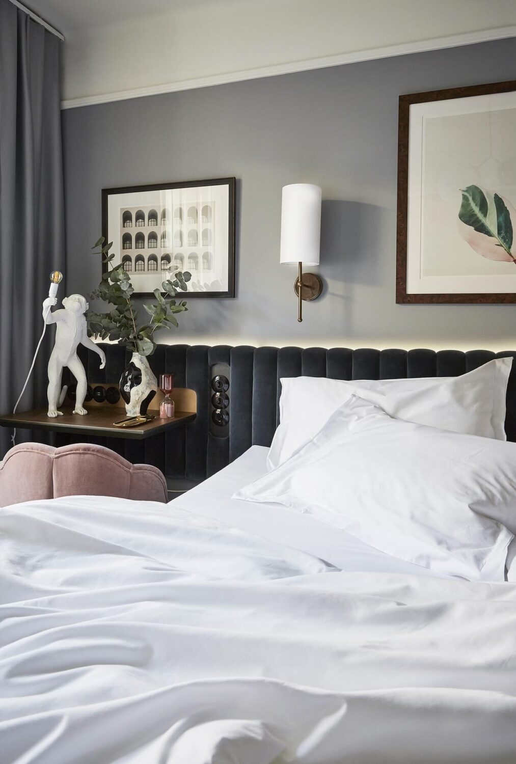 The Best Design Hotels in Stockholm 9 bedroom-velvet-headboard-design-hotel-frantz-stockholm-nordroom