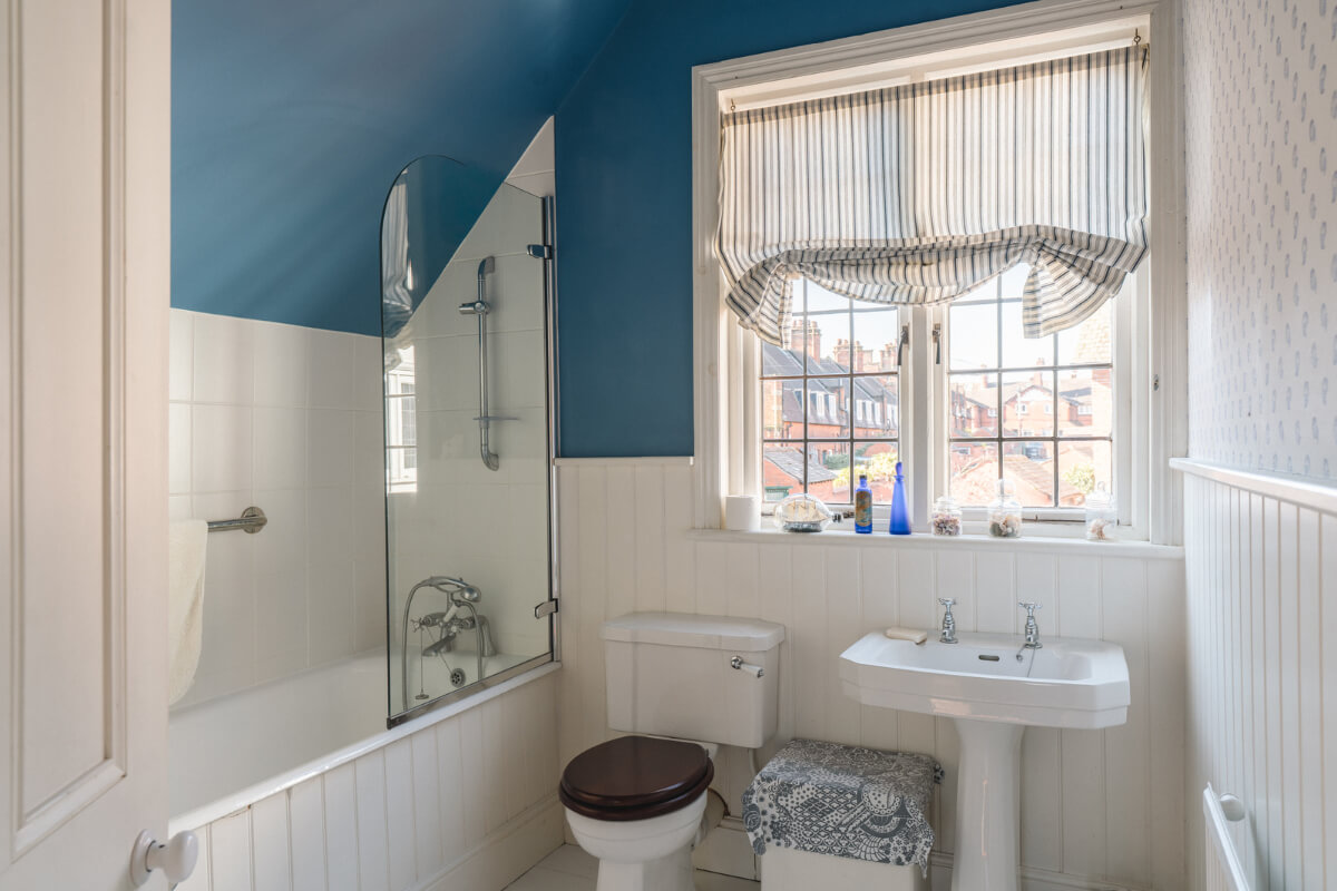 A Sage Green Kitchen in a Charming Arts and Crafts House 16 blue bathroom tongue and groove paneling