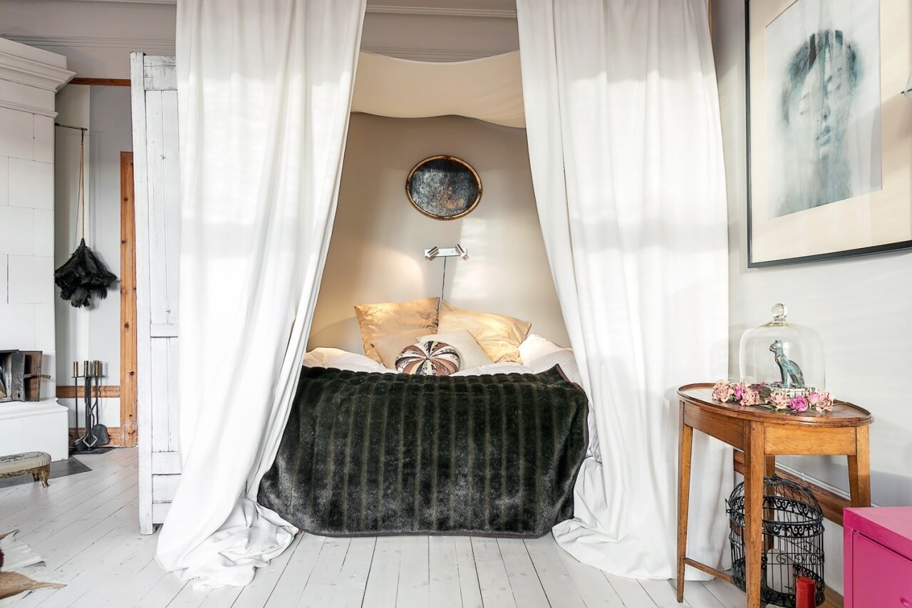 52 Studio Apartments with a Curtain Room Divider 61 bohemian-style-curtain-dividers-nordroom