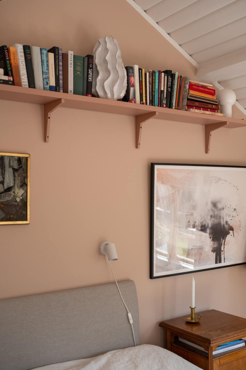 A Charming Historic Country House North of Stockholm 54 bookshelf above bed