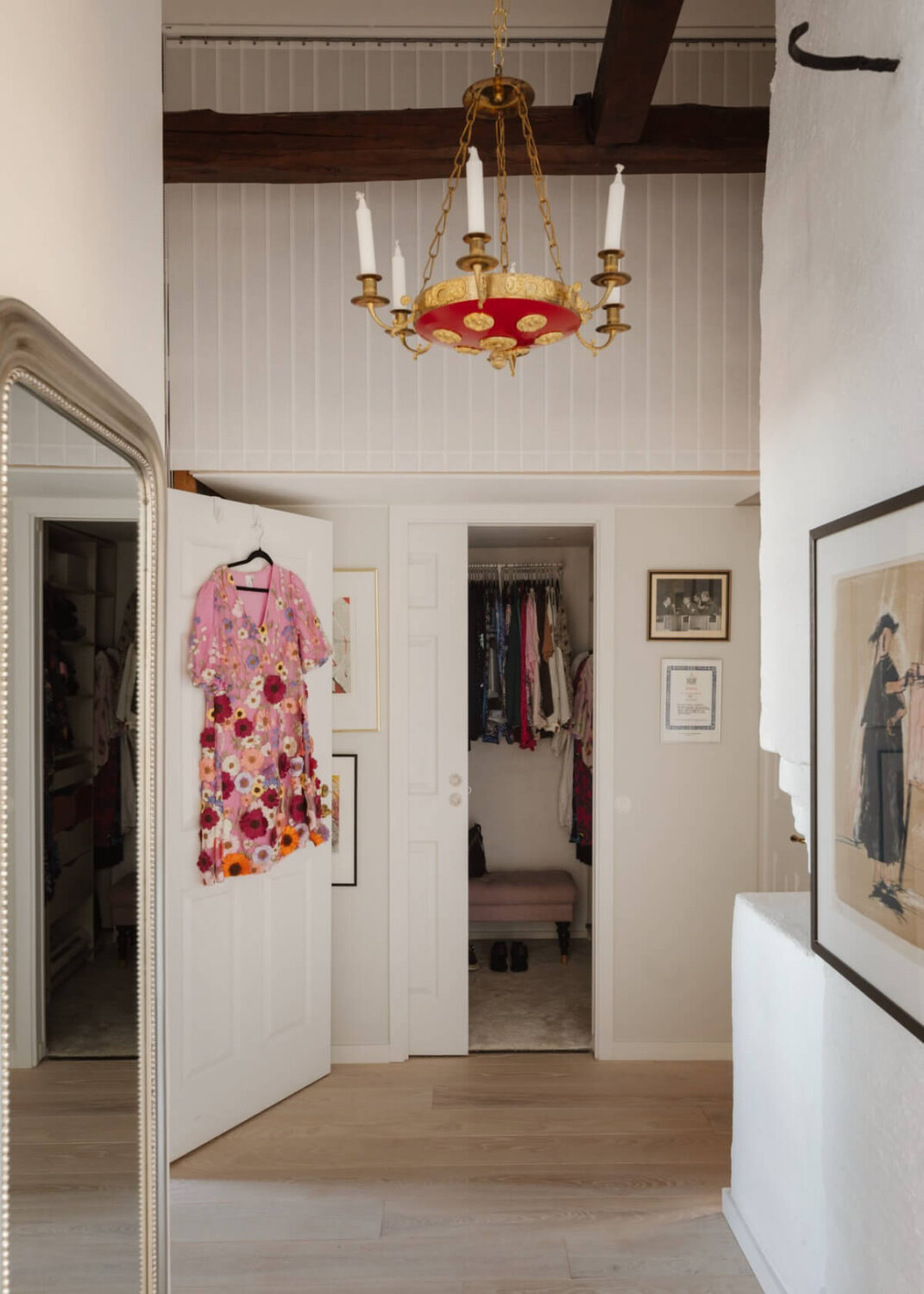 Revisiting a Spectacular Stockholm Penthouse with Exposed Beams 22 built-in storage