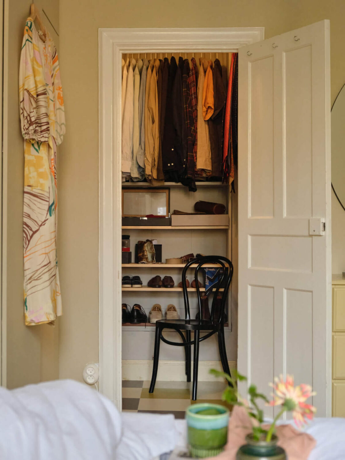 A Beautiful Color Palette and Historic Elements in a Stockholm Apartment 24 built-in wardrobe