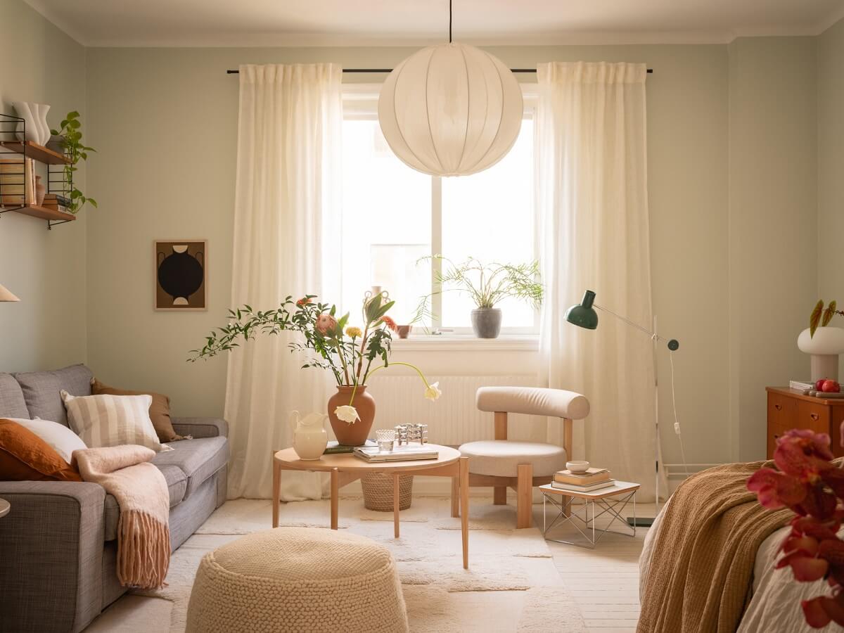 calm colored studio apartment