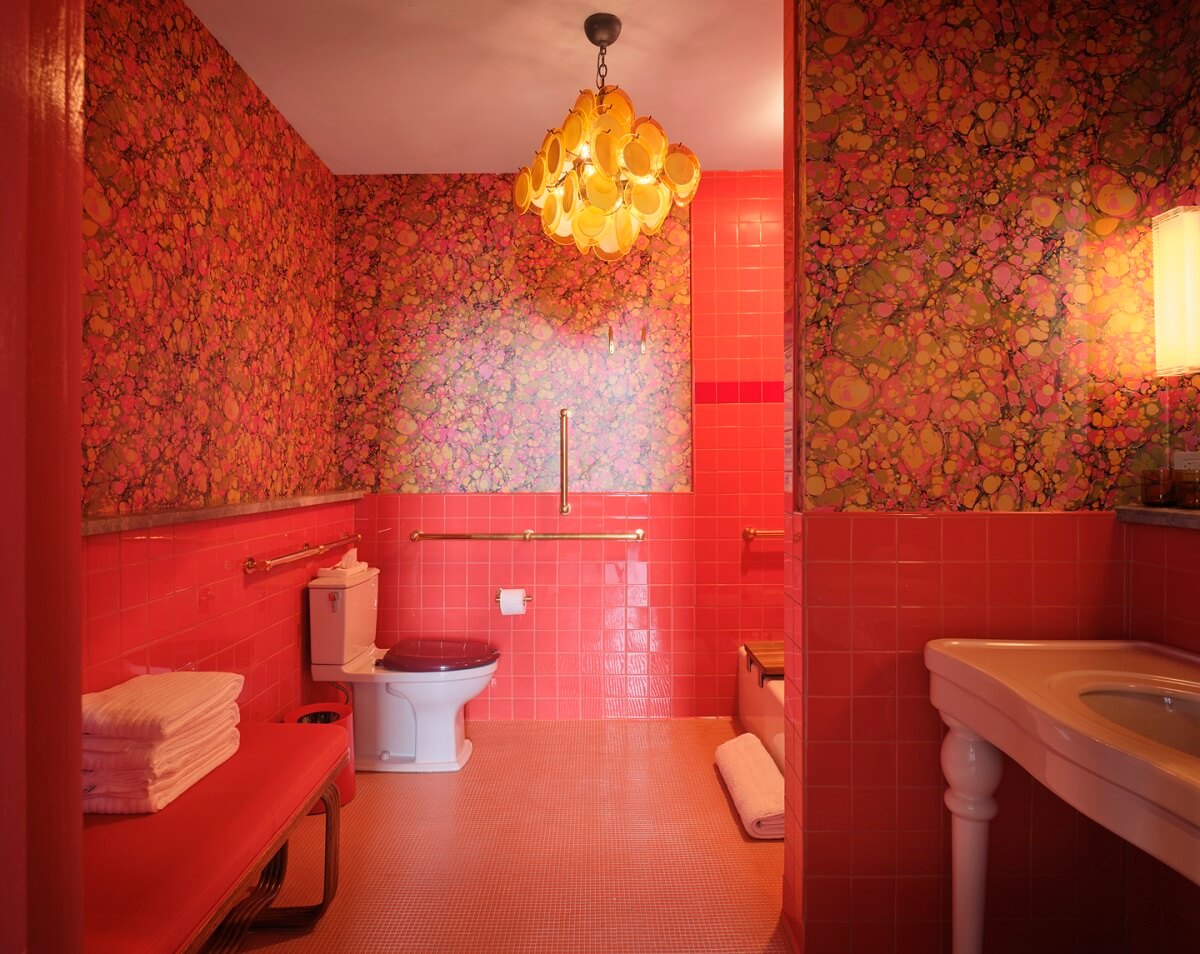 Hotel Saint Vincent in New Orleans 3 coral-pink-bathroom-pink-wallpaper-hotel-saint-vincent-new-orleans-nordroom