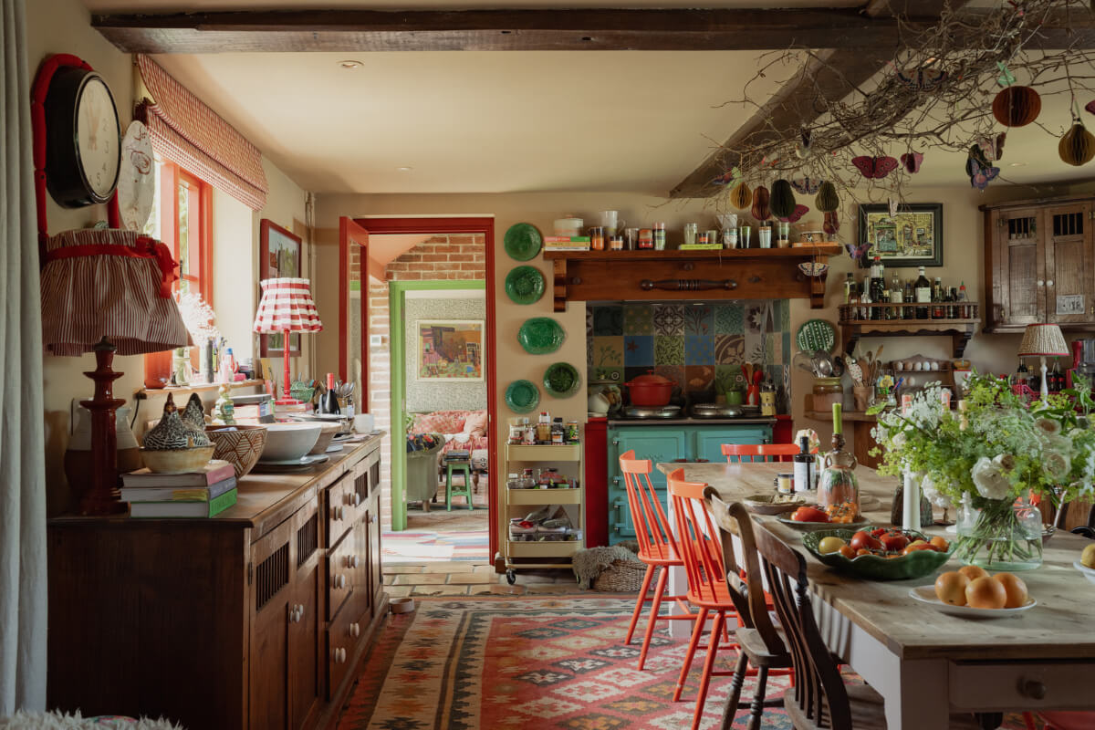 cozy kitchen colorful details large table