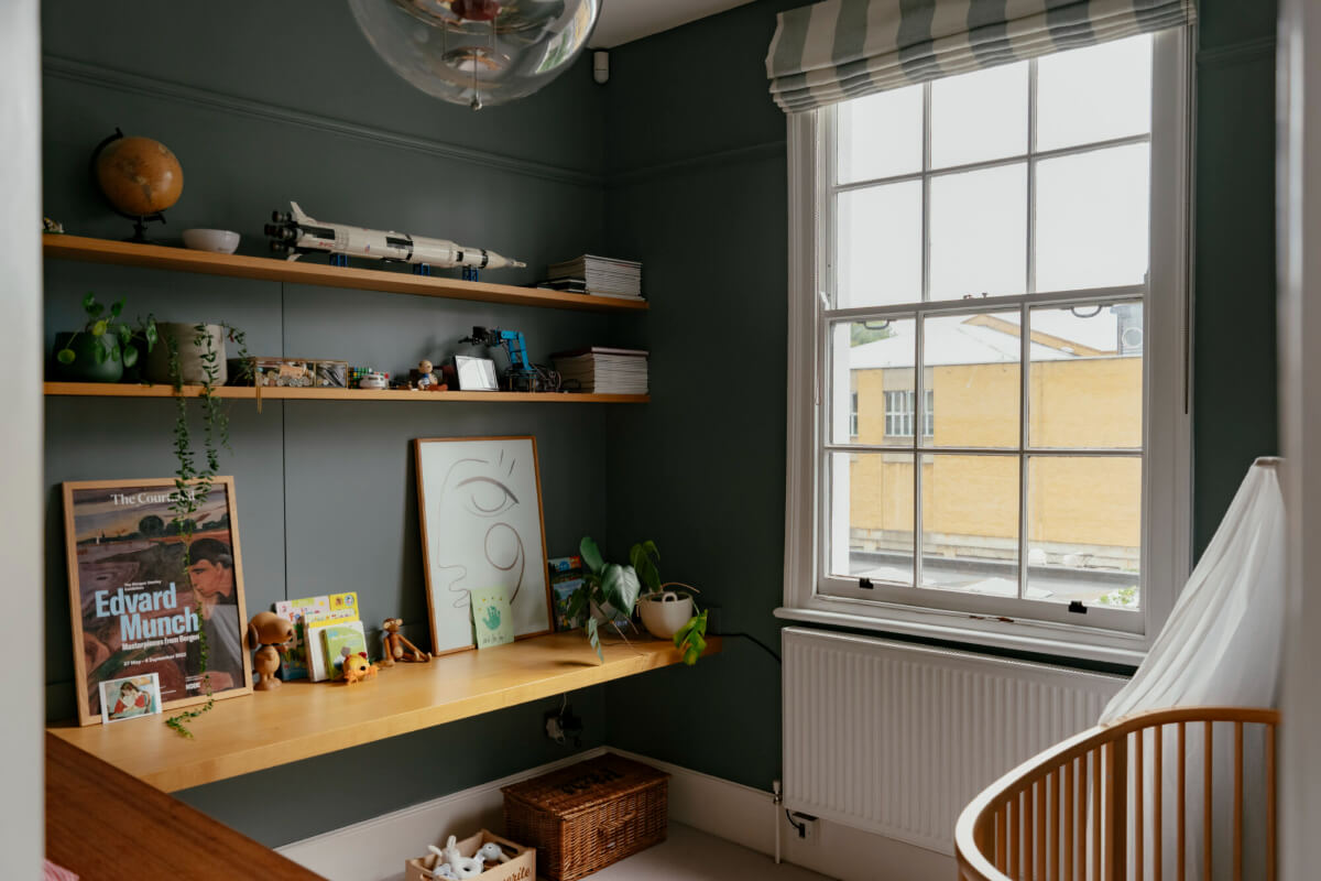 A Renovated Victorian Townhouse with a Small Split-Level Garden 24 dark blue nursery