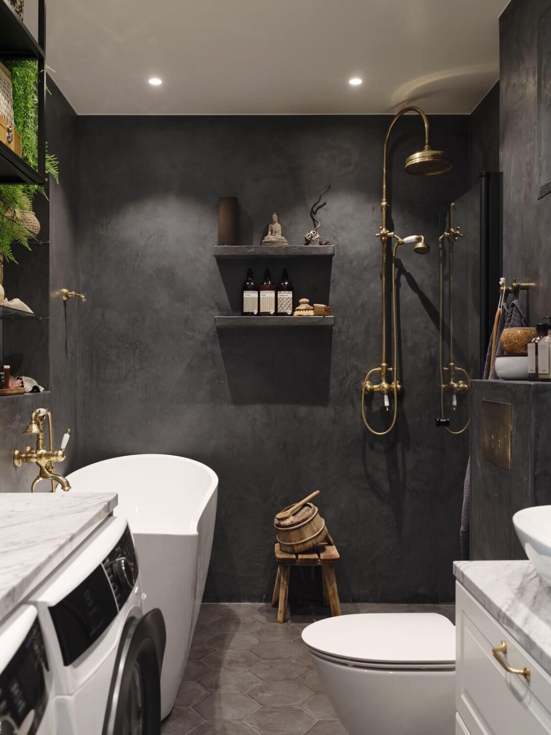 Moody, not Gloomy! Beautiful Dark Small Bathrooms 20 dark-gray-bathroom-shower-bath-nordroom