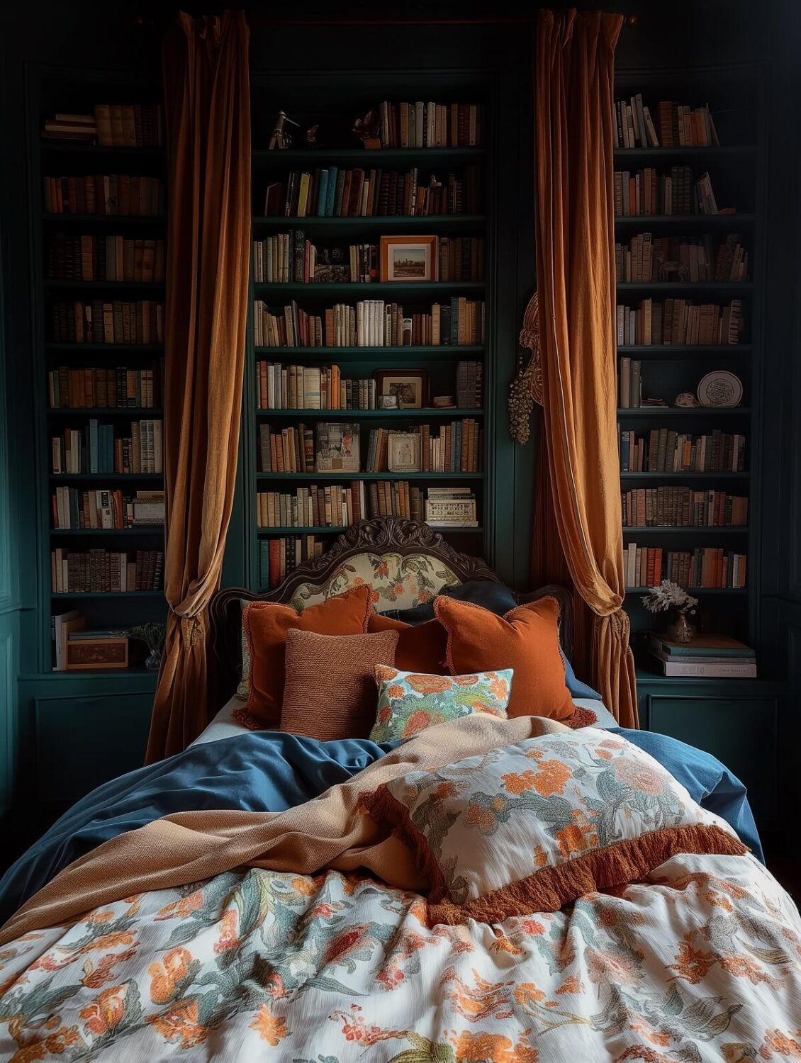 Beautiful Dark Feminine Bedroom Ideas For Every Style 3 dark green bedroom with terracotta accents nordroom