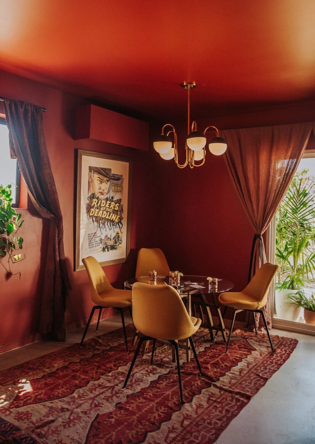 A Colorful Airbnb Home in the Morongo Valley 2 deep-red-living-room-rug-airbnb-morongo-valley-nordroom