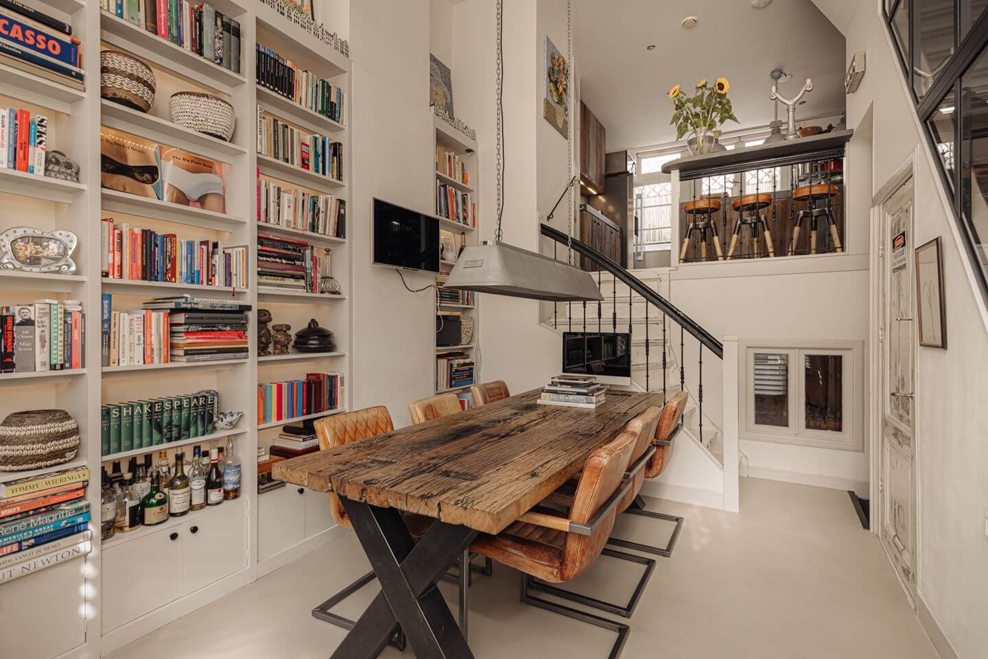 dining room bookshelves high ceilings