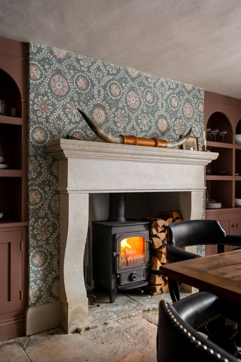 A Charming Cotswold Cottage with a deVOL Kitchen 5 dining room fireplace detail