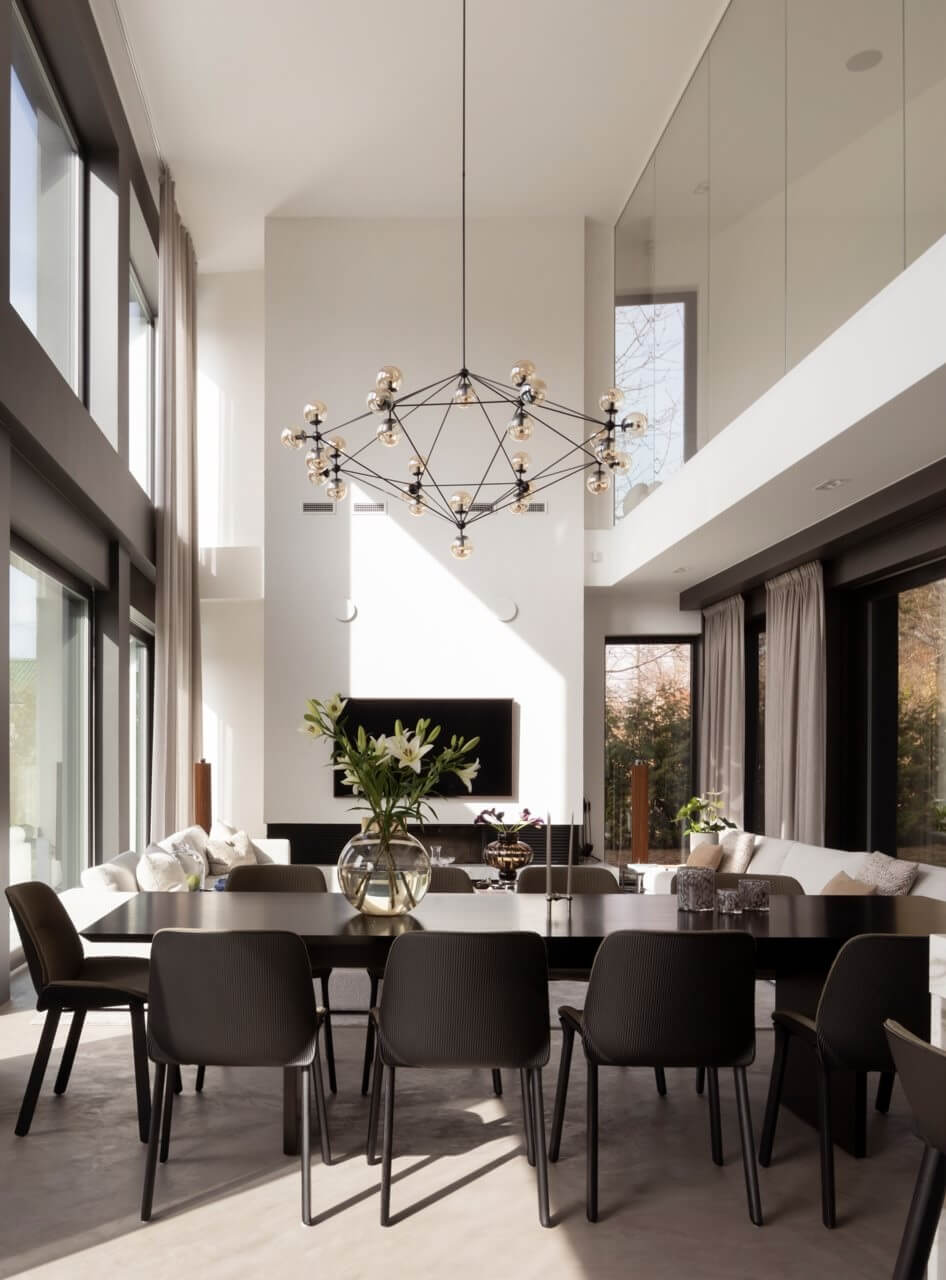 A Luxurious Architect-Designed Villa in Sweden 6 dining room with high ceilings