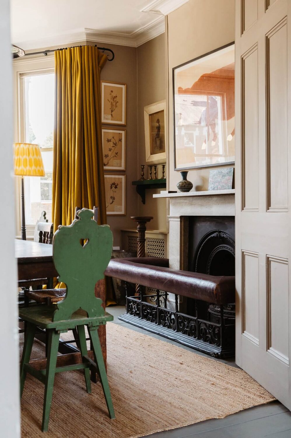 A Cozy Victorian House with Warm Color Accents 7 dining-room-yellow-curtains-nordroom