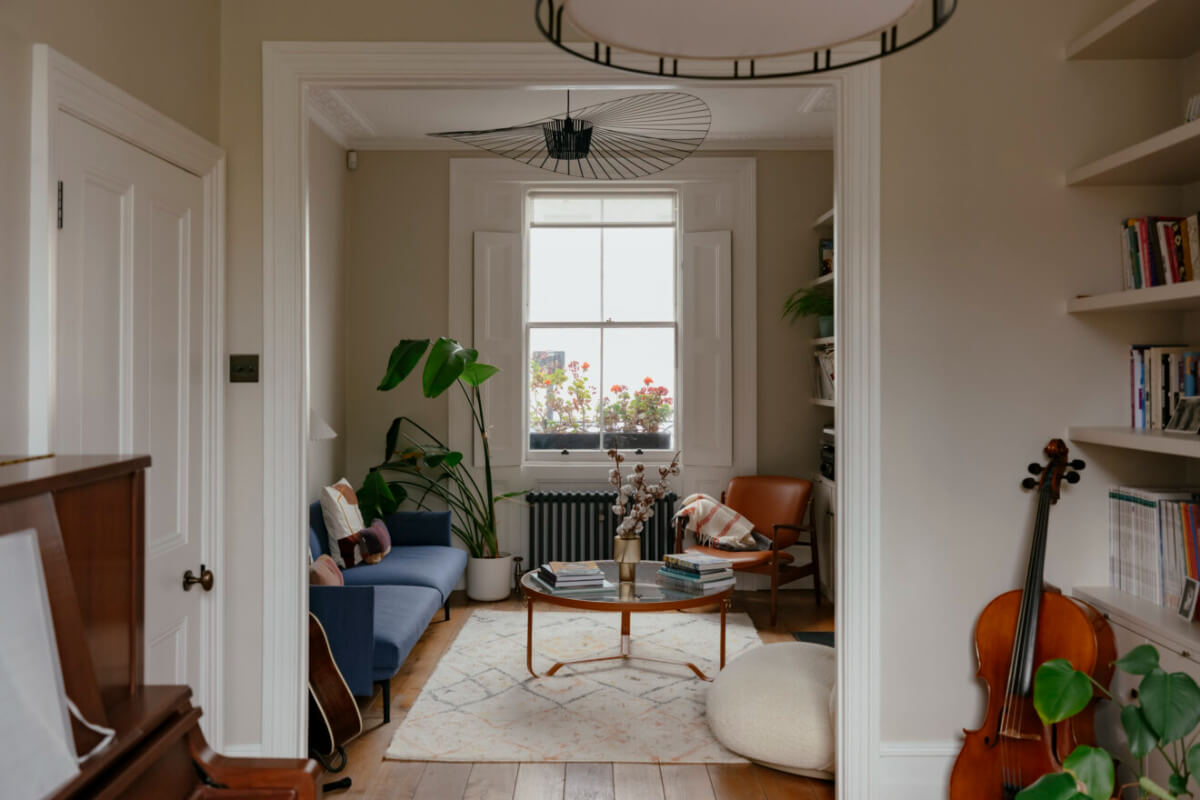 A Renovated Victorian Townhouse with a Small Split-Level Garden 1 double living room wooden floor
