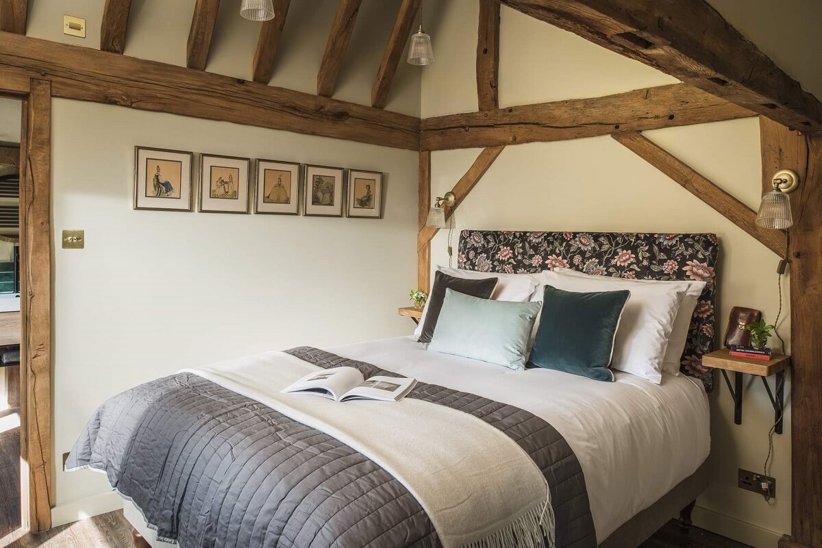 exposed wooden beams GREAT BUDDS OAST