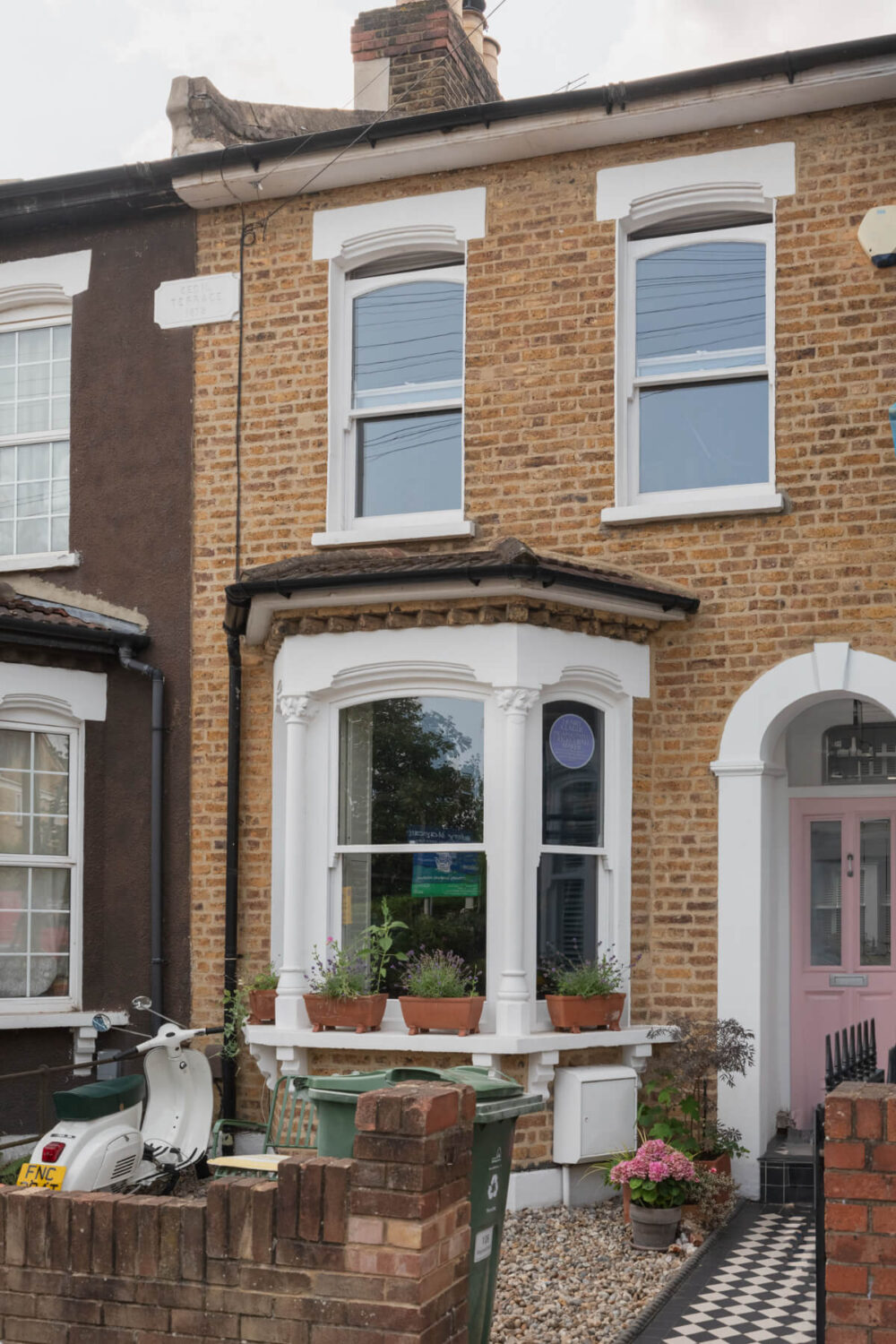 Exposed Brick and Wooden Beams in an Extended London Home 37 exterior pink front door Exposed Brick and Wooden Beams in an Extended London Home