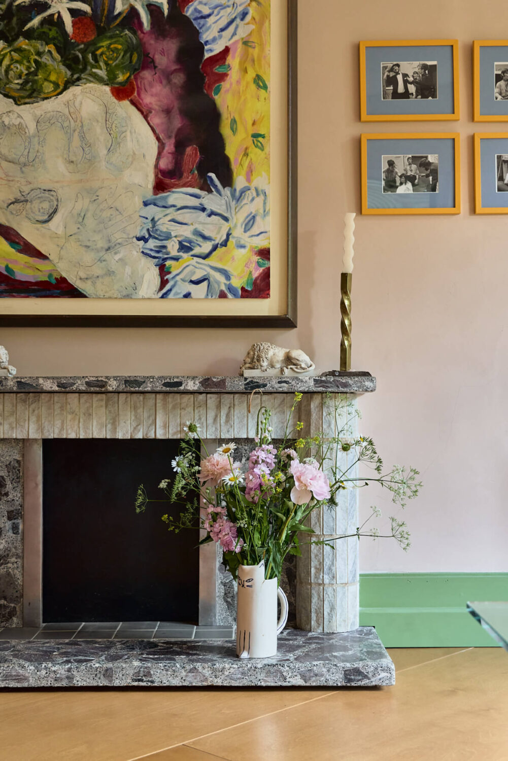 A Colorful Design-Led Georgian House in the Heart of Henley-on-Thames 16 fireplace large art