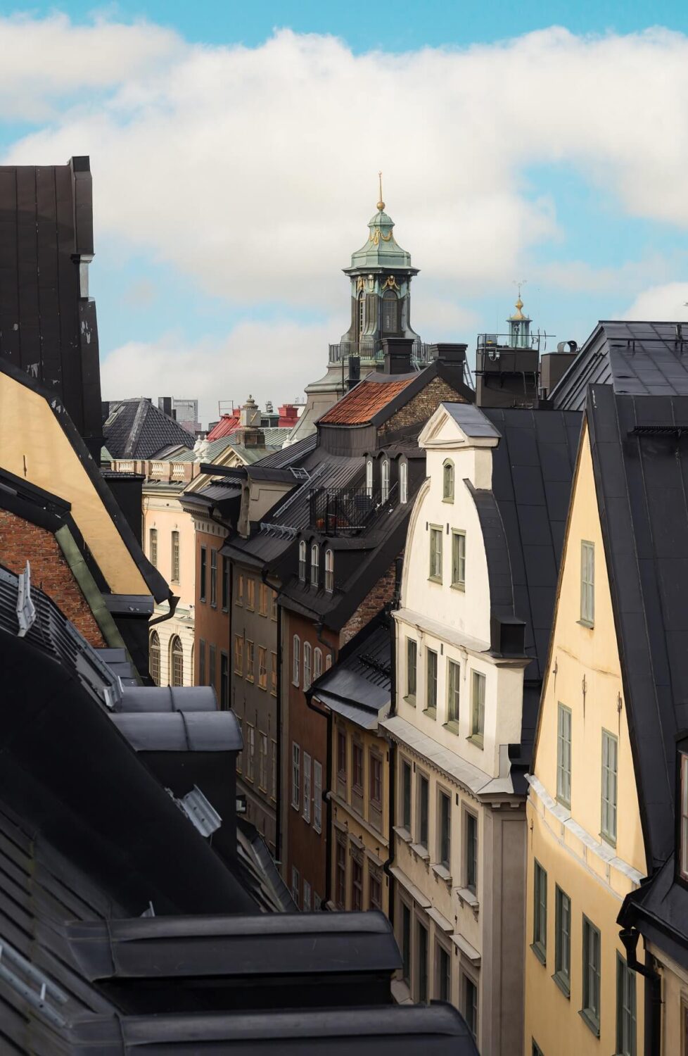 A Stylish Penthouse Apartment with Exposed Beams 35 gamla stan stockholm view from above