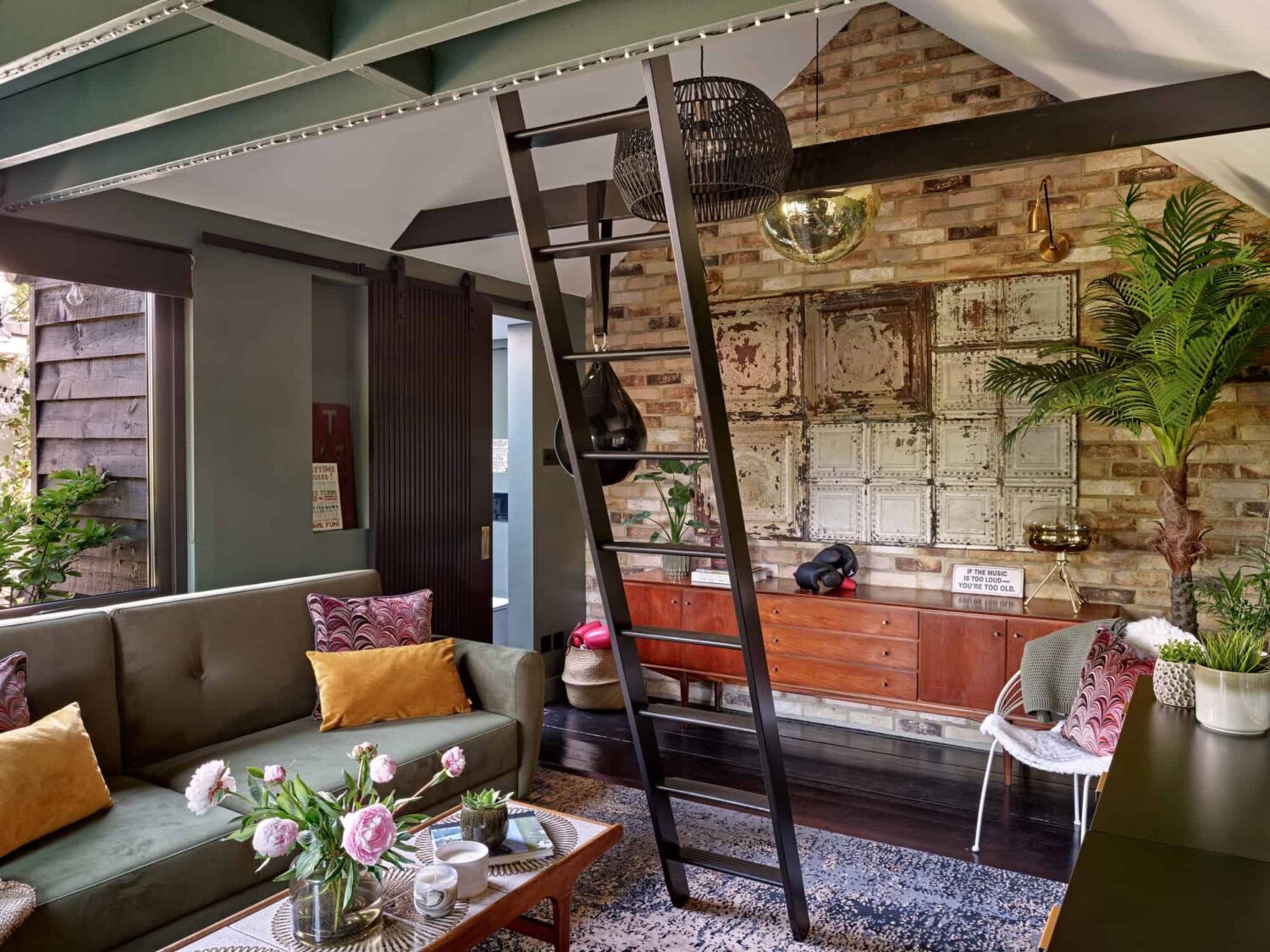 Pink & Gray Rooms in a Victorian Home with a Guest House 25 garden cottage guest house with loft bed