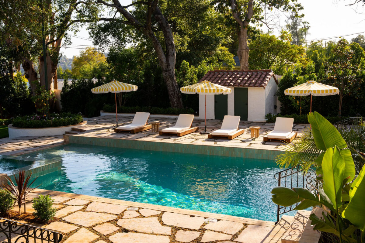 A Reimagined Spanish Colonial Revival Estate in Los Angeles 19 garden swimming pool