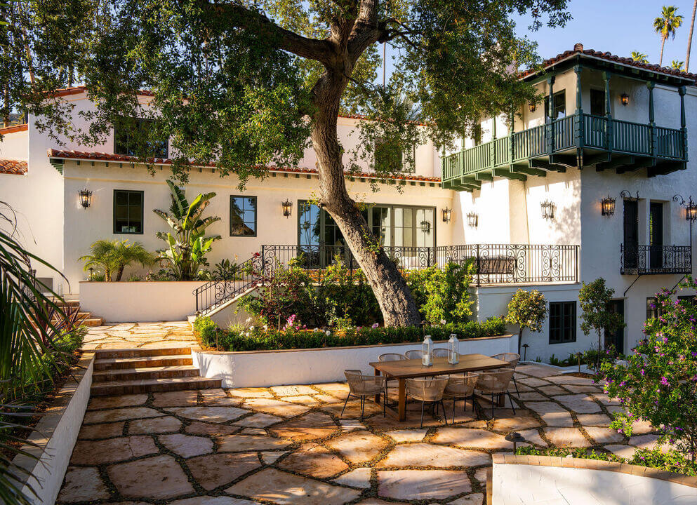 A Reimagined Spanish Colonial Revival Estate in Los Angeles 21 garden terrace