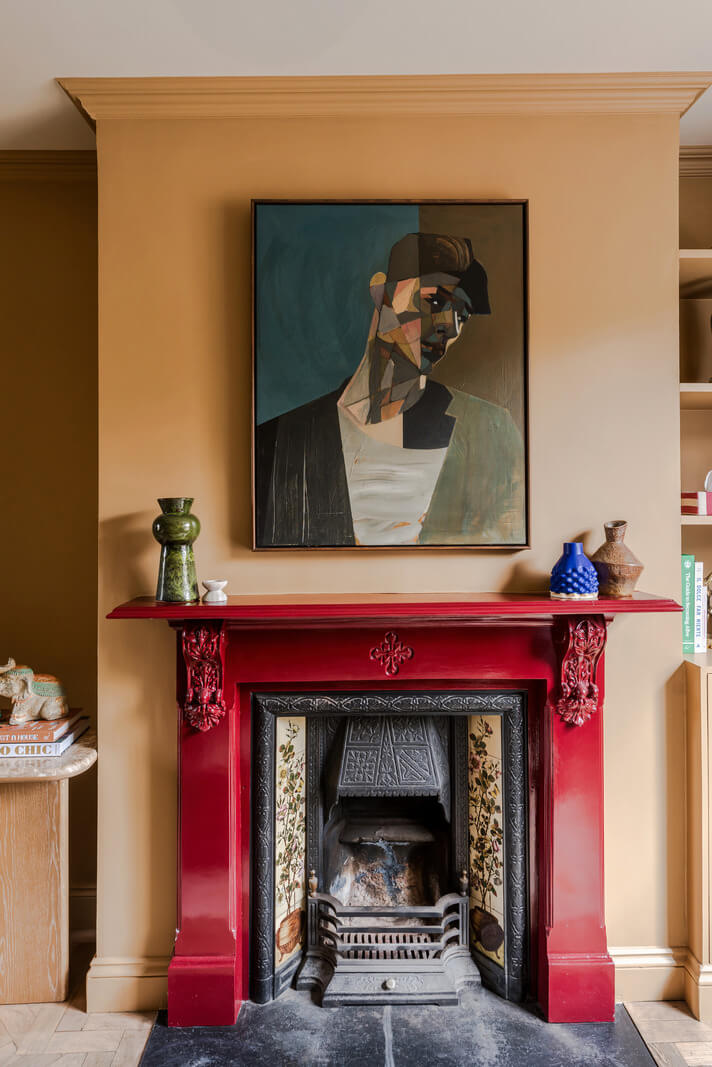 A Victorian Home with a Rich Color Palette and a Beautiful Garden 4 golden orange walls cherry red fireplace