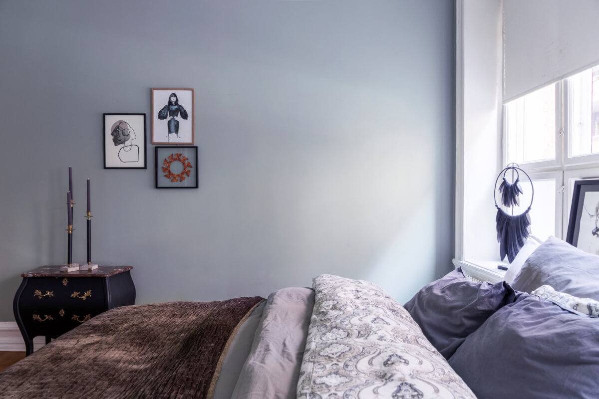 Classic Proportions and a Charming Kitchen in a Malmö Apartment 12 gray bedroom antique cabinet