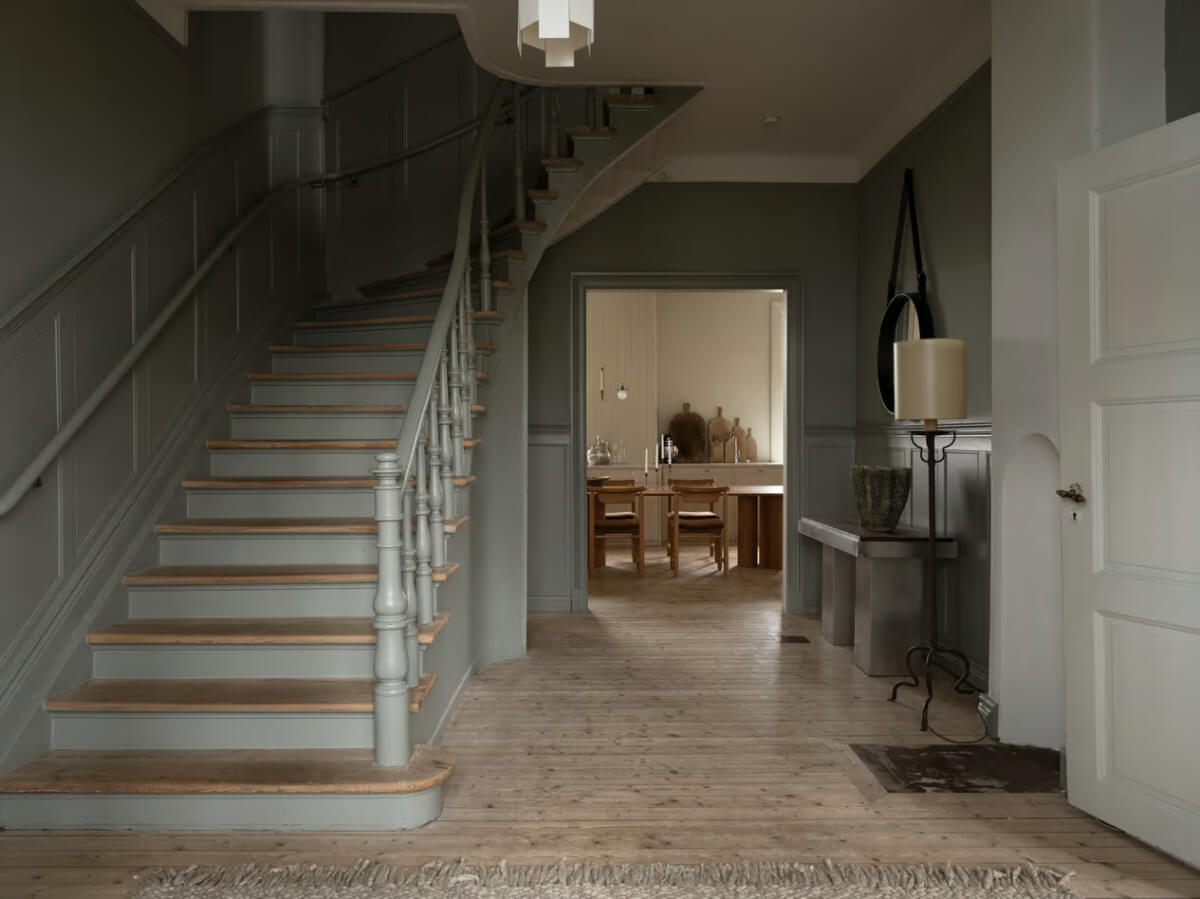 gray hall wooden floor