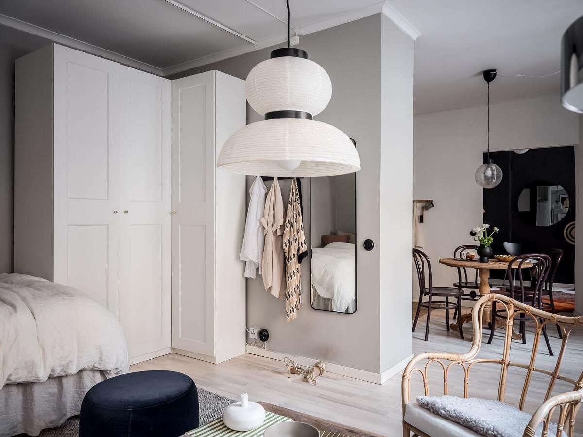 A Cozy Monochrome Gray Studio Apartment 8 gray scandinavian studio apartment nordroom