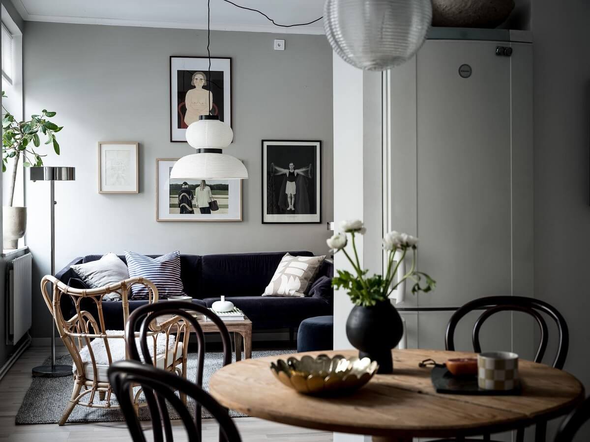 A Cozy Monochrome Gray Studio Apartment 17 gray scandinavian studio apartment