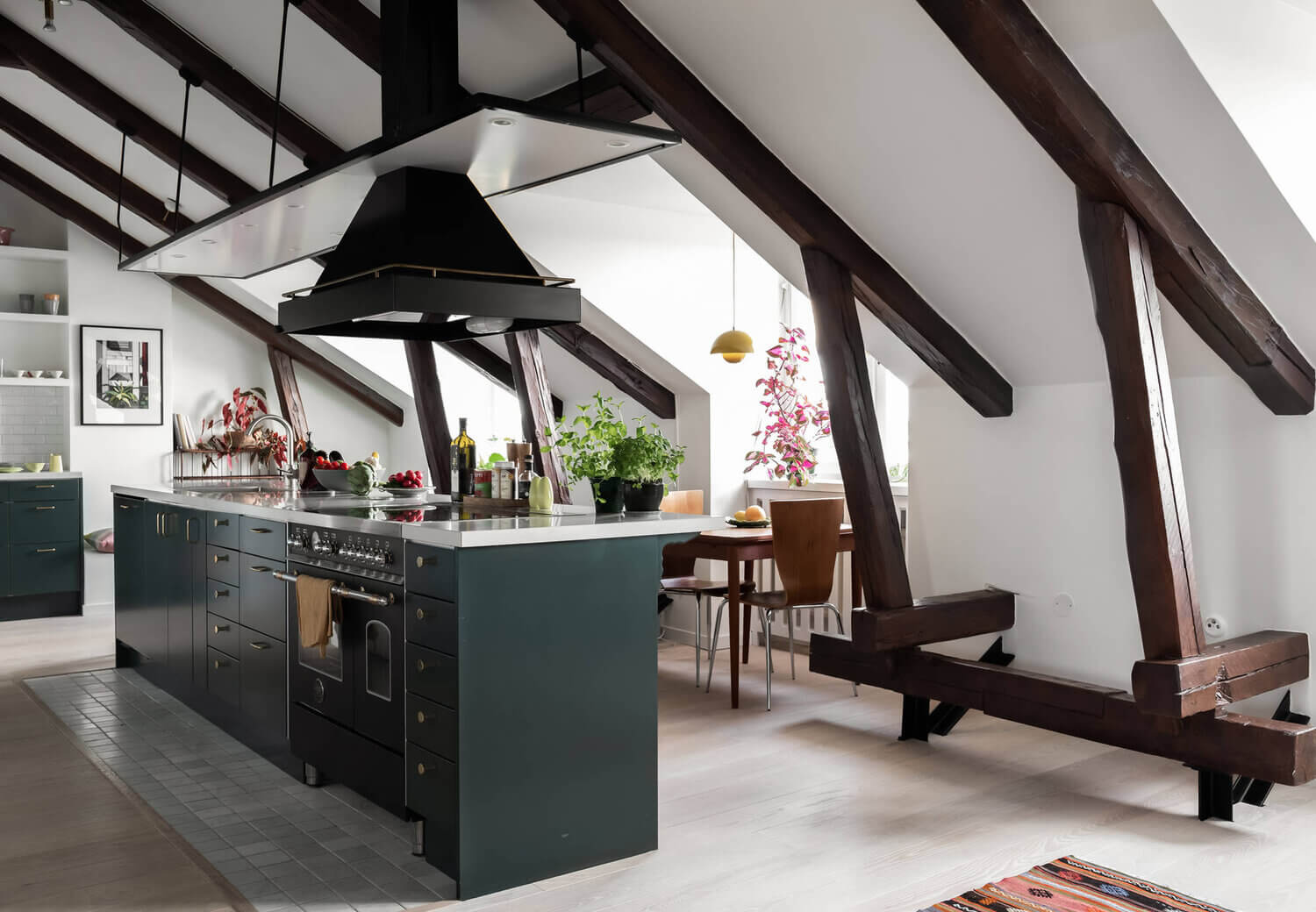 A Scandinavian Penthouse Apartment With A Dark Green Kitchen 6 green kitchen scandinavian penthouse nordroom A Scandinavian Penthouse Apartment With A Dark Green Kitchen
