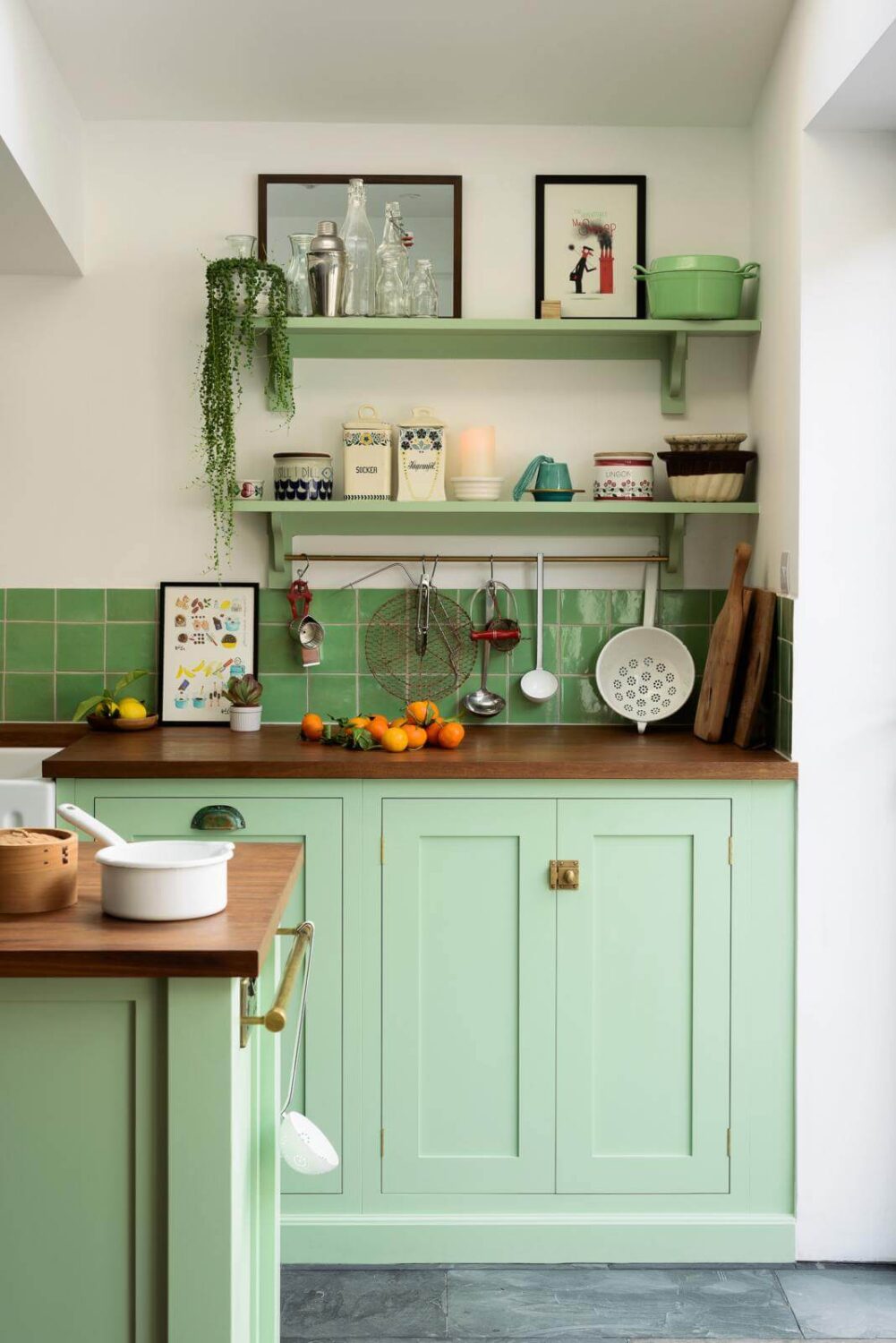 The Pros and Cons of a Wooden Kitchen Countertop 27 green shaker kitchen with iroko countertop nordroom