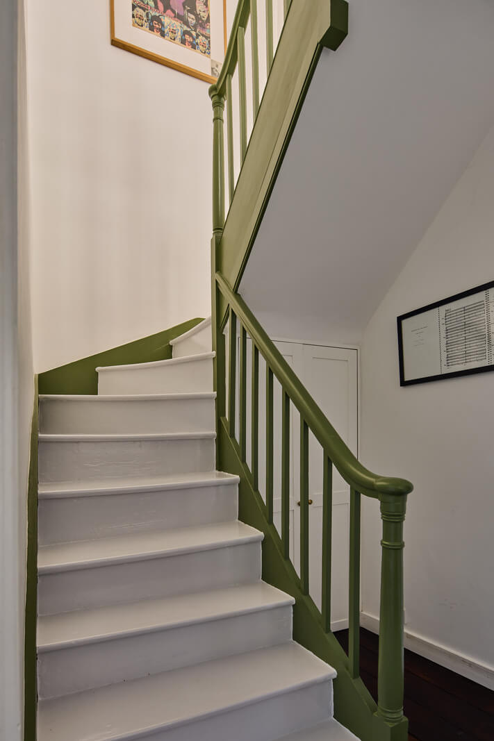 A 19th Century London Cottage with a Stunning Kitchen Extension 14 green stairs