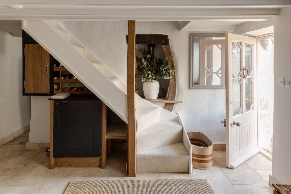 A Charming Stone Cottage with Period Features in Cornwall 11 hall with stairs