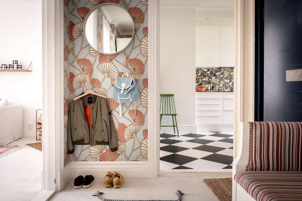 hallway floral wallpaper