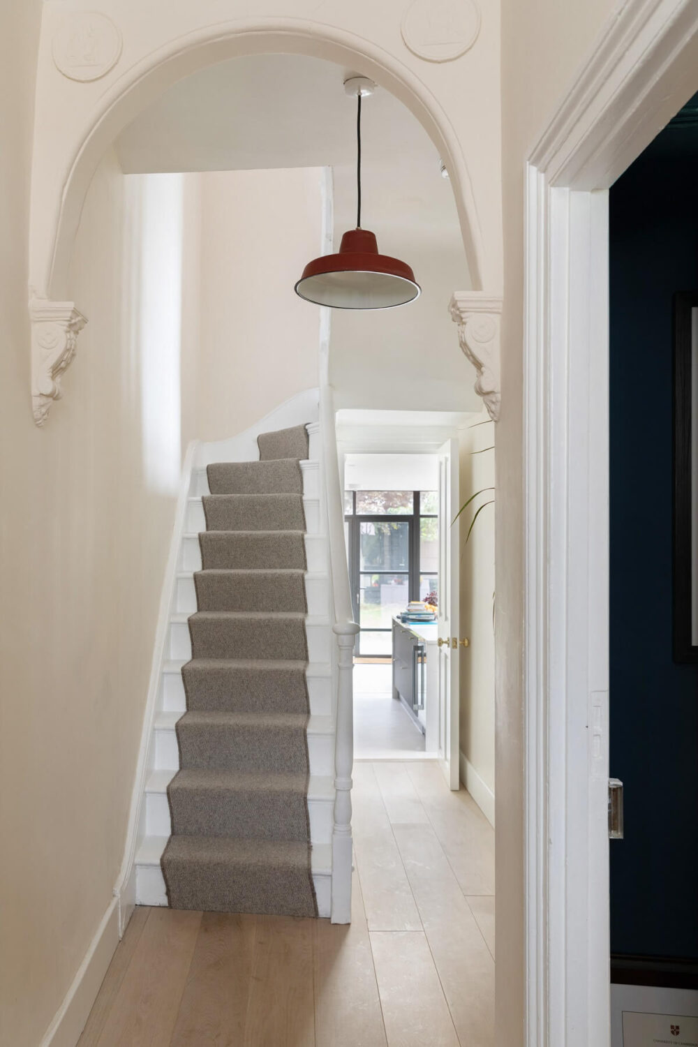 A London Family Home with a Light Modern Extension 16 hallway with arch staircase