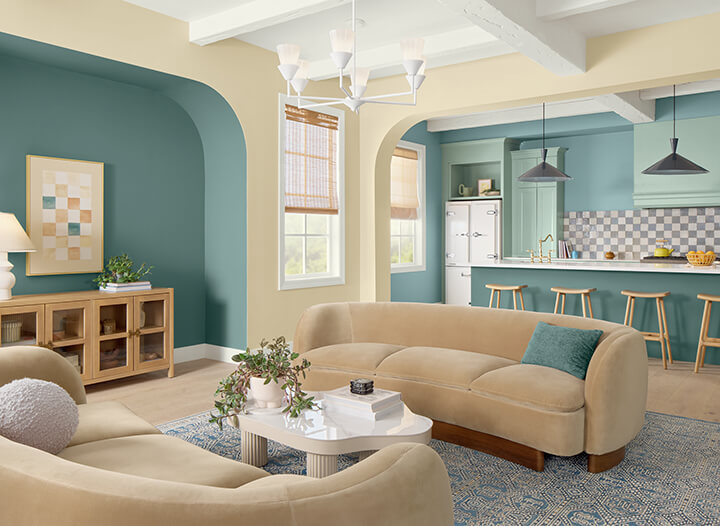 HGTV Home by Sherwin-Williams Color of the Year 2025: Quietude 16 hgtv home color trends 2025 blue and yellow living room nordroom HGTV Home by Sherwin-Williams Color of the Year 2025: Quietude