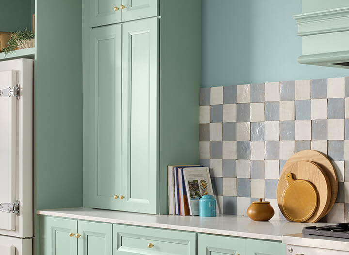 HGTV Home by Sherwin-Williams Color of the Year 2025: Quietude 25 hgtv home color trends 2025 checkerboard splashback nordroom HGTV Home by Sherwin-Williams Color of the Year 2025: Quietude
