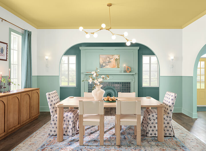 HGTV Home by Sherwin-Williams Color of the Year 2025: Quietude 28 hgtv home color trends 2025 dining table nordroom HGTV Home by Sherwin-Williams Color of the Year 2025: Quietude