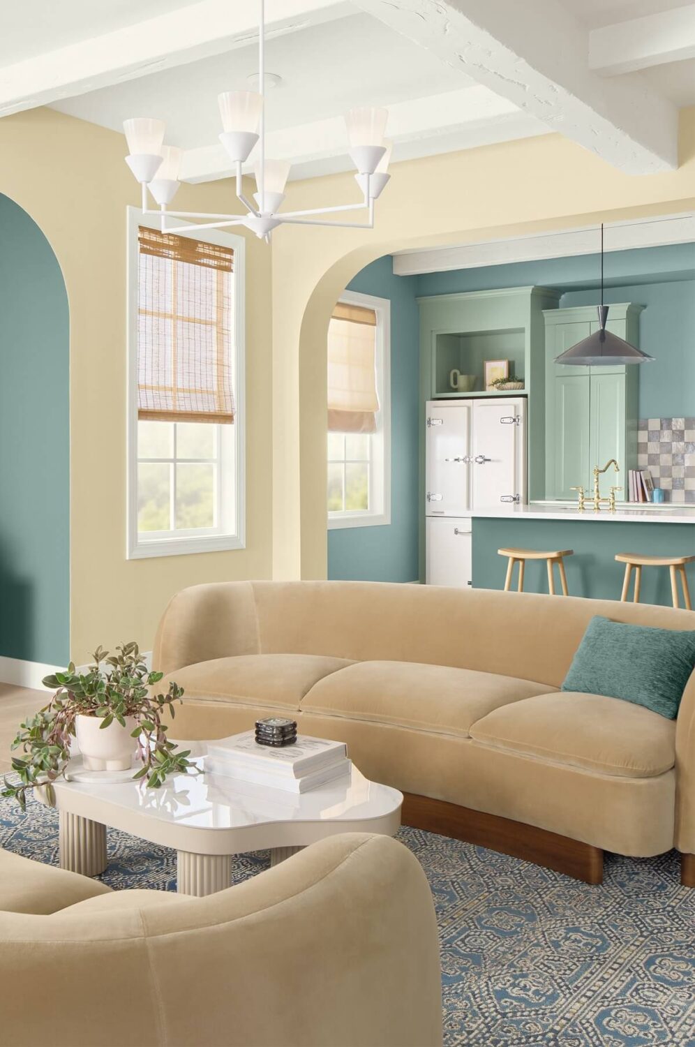HGTV Home by Sherwin-Williams Color of the Year 2025: Quietude 20 hgtv home color trends 2025 pastel yellow and blue living room nordroom