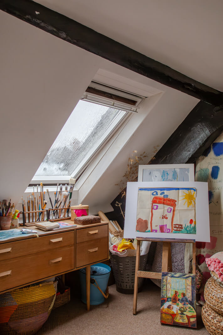 A Charming 400-Year-Old Cottage in England 18 home atelier attic room A Charming 400-Year-Old Cottage in England