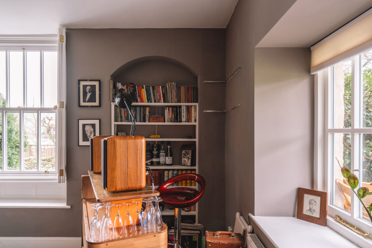 A Colorful 19th-Century Cottage in the Lake District 10 home bar bookshelves niche