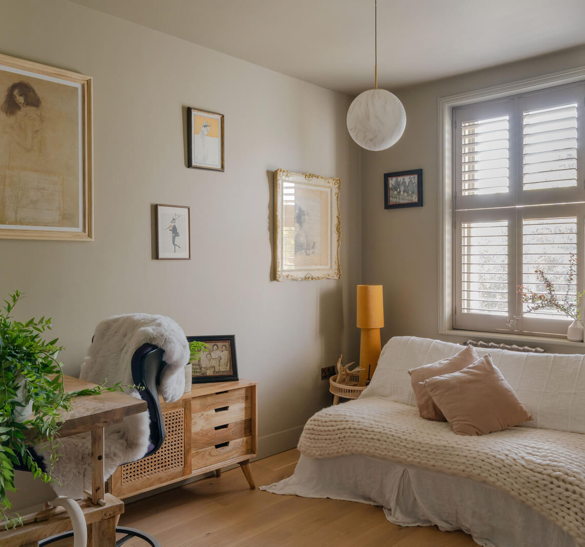 Vibrant Colors in a 19th-Century Regency Townhouse in England 18 home office with sofa
