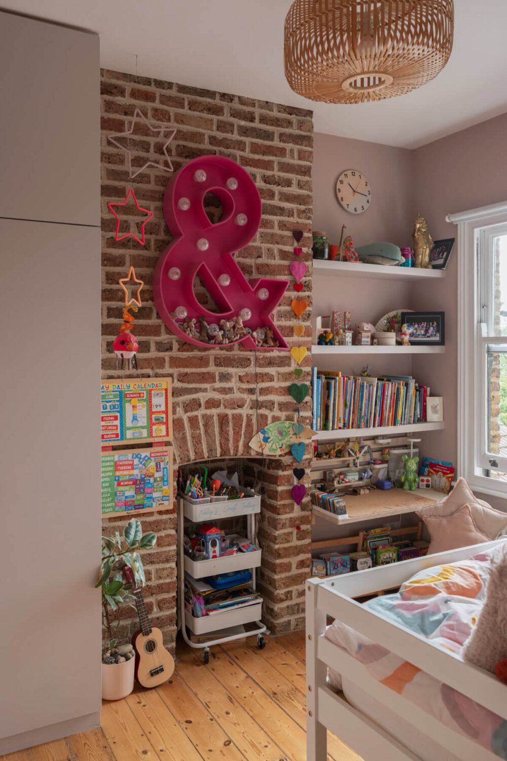 Exposed Brick and Wooden Beams in an Extended London Home 25 kids bedroom exposed brick wall